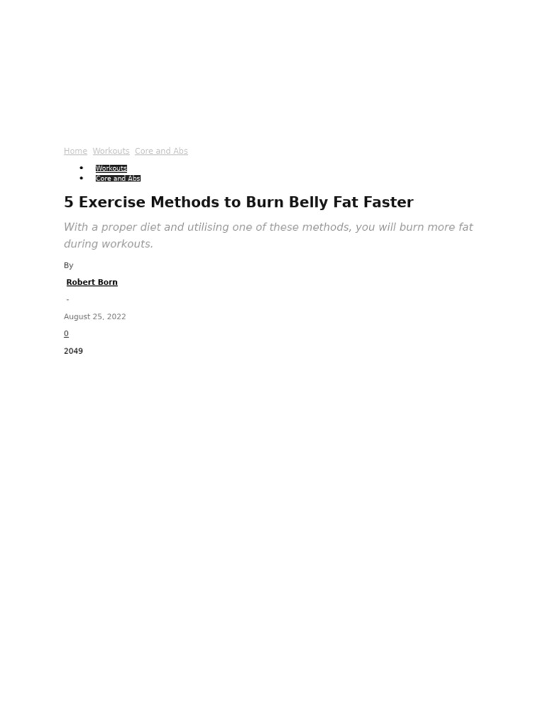 5 Methods to Burn Belly Fat Faster | PDF | Strength Training | Weight ...