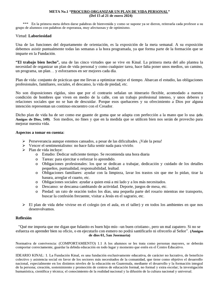 Met. B No. 01 Procuro Organizar Un Plan de Vida Personal | PDF