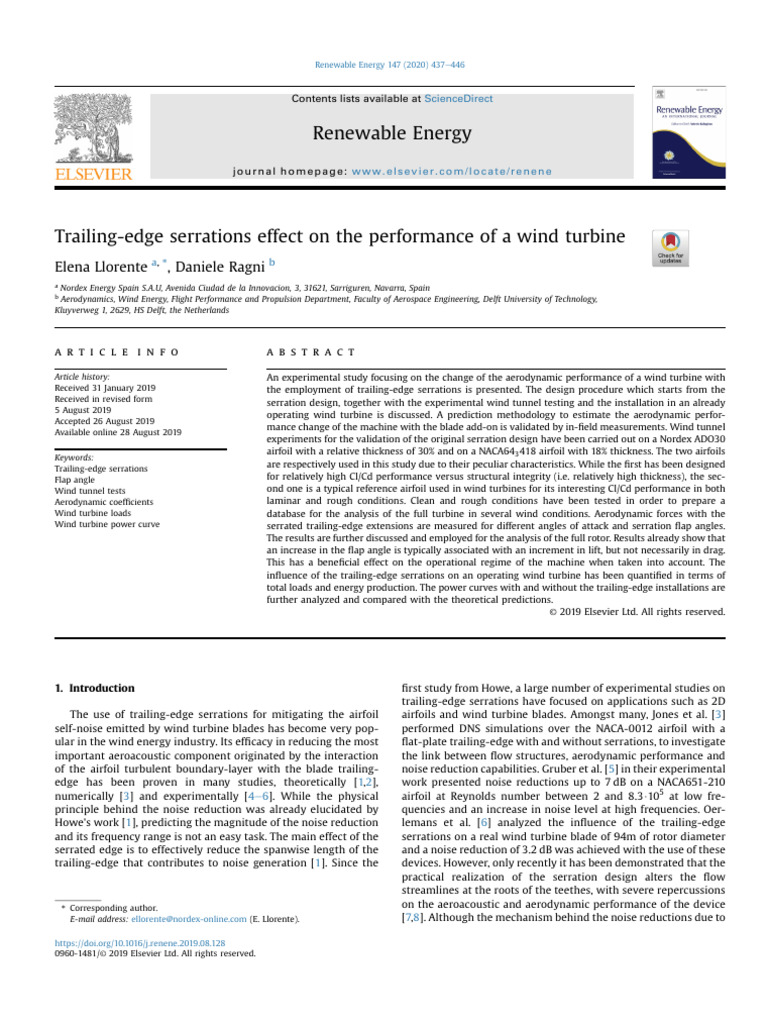 Impact of Trailing-Edge Serrations on Wind Turbine Performance | PDF ...