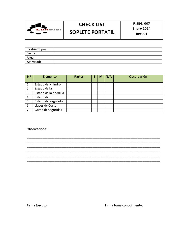 R.Seg.007 Check List Soplete | PDF