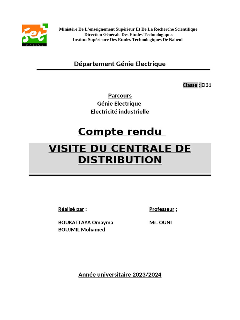 Visite de la Centrale de Distribution STEG | PDF | Transformateur ...
