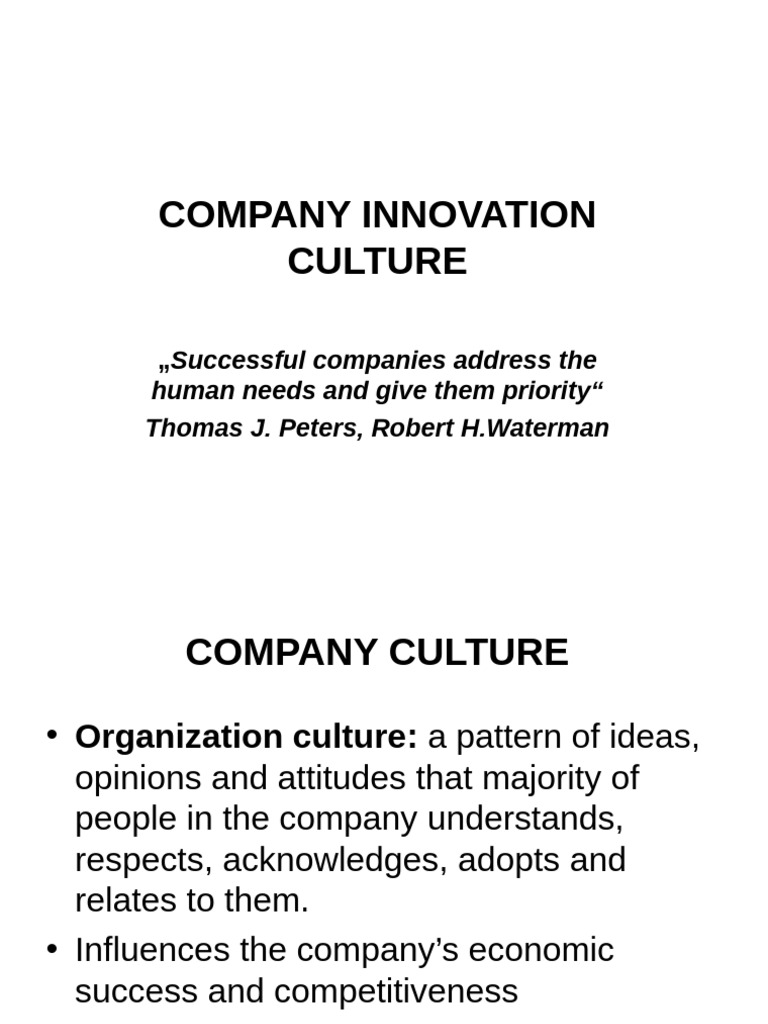 Building A Culture of Innovation | PDF | Innovation | Organizational ...