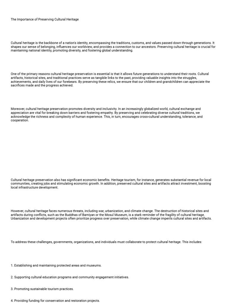 Preserving Cultural Heritage's Significance | PDF | Cultural Heritage ...