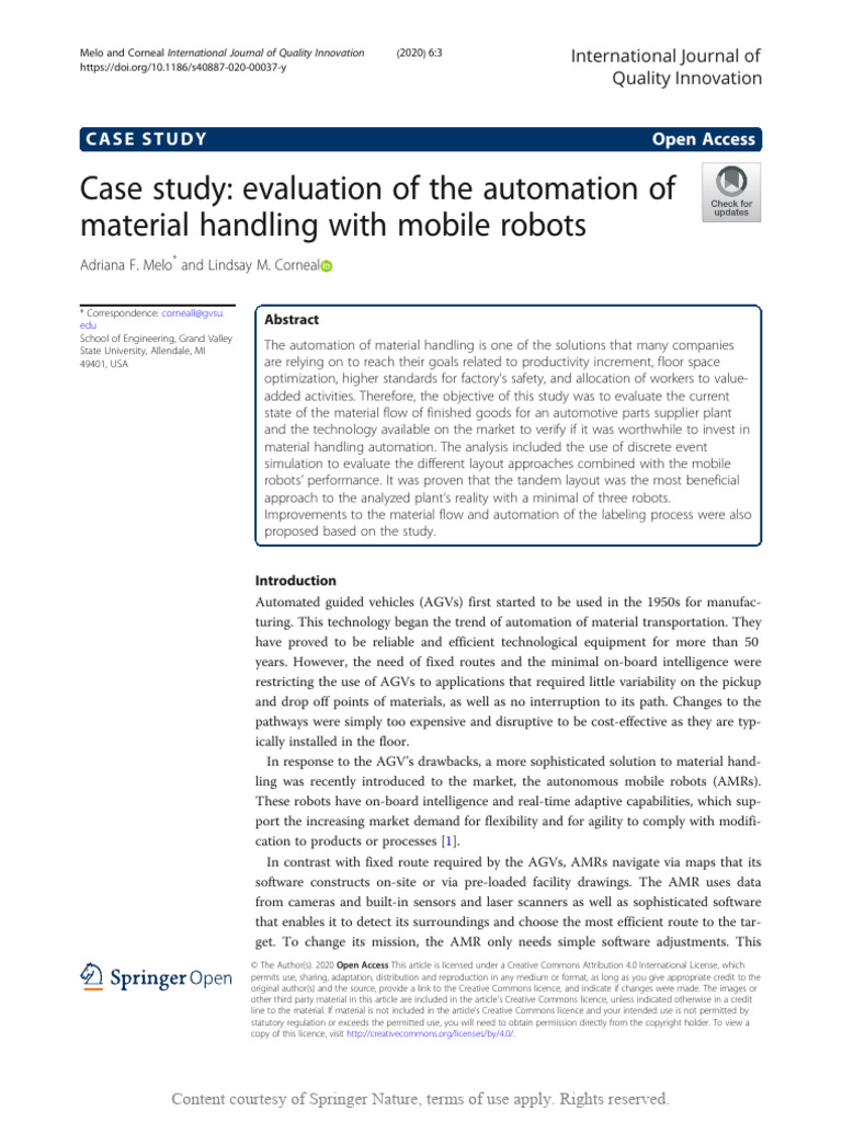 Case Study Evaluation of The Automation of Materia | PDF | Automation ...