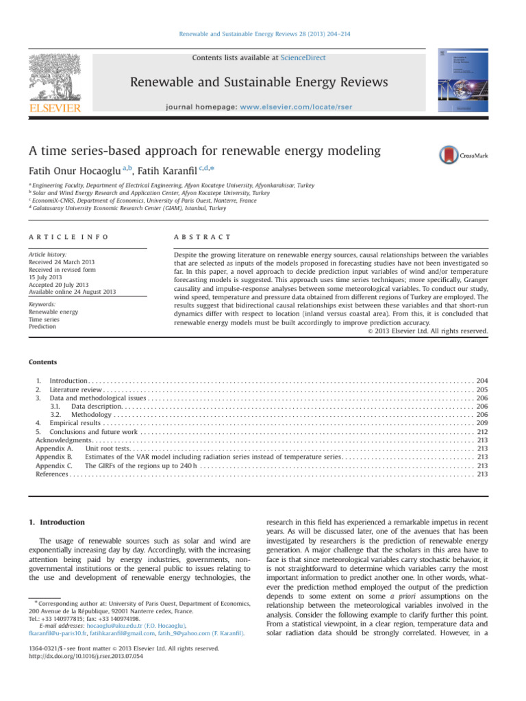 A Time Series Based Approach For Renewable 2013 Renewable and ...