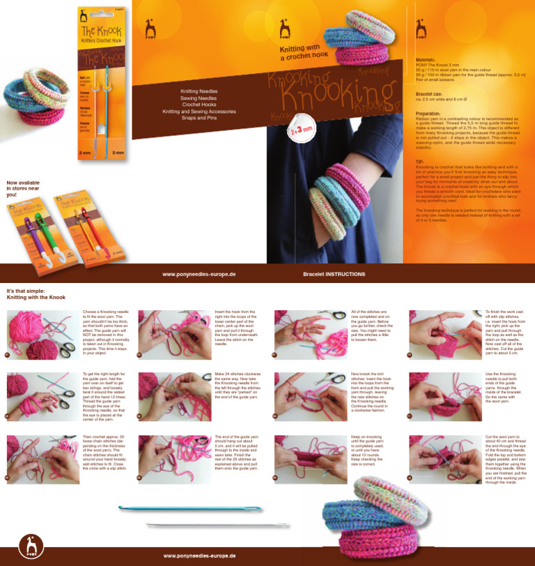 Pony Blog Knooking Instructions Bracelet en | PDF | Knitting | Yarn