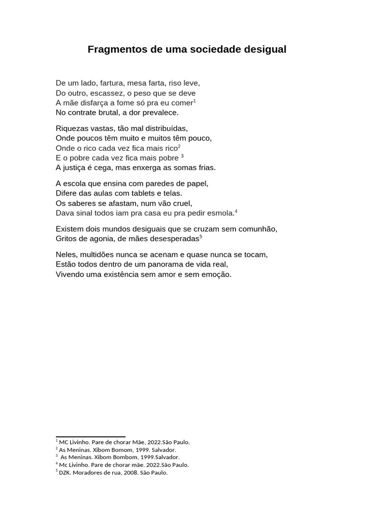 POEMA DESIGUALDADE | PDF