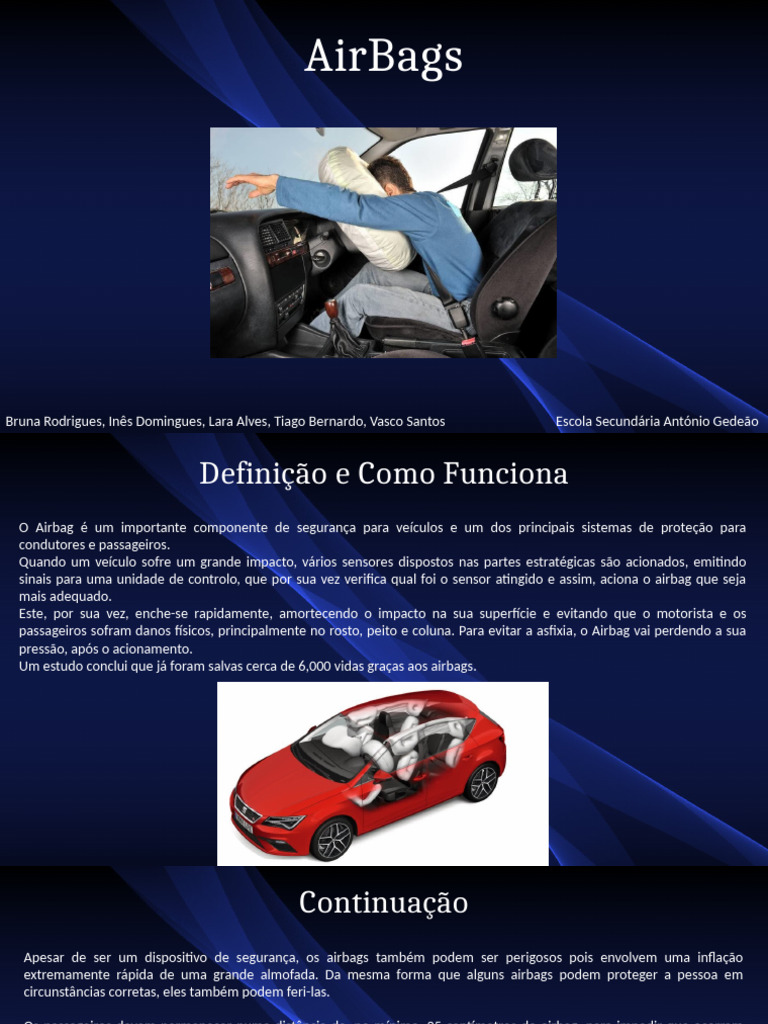 Funcionamento e Tipos de Airbags | PDF | Airbag | Veículos