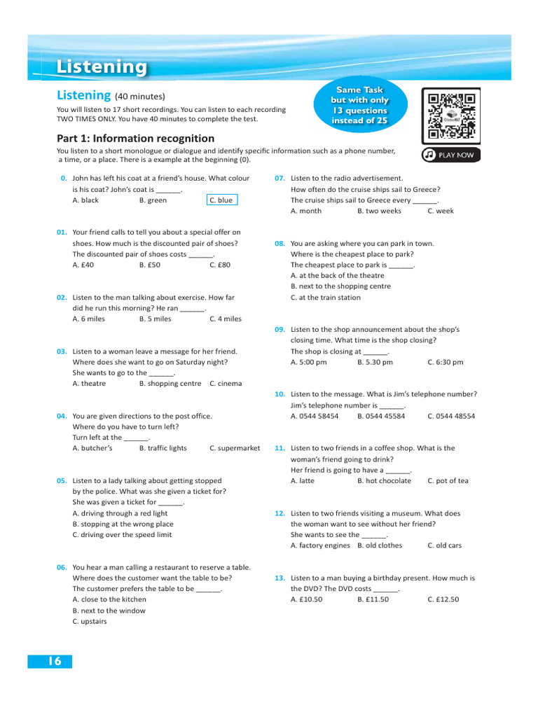 Listening Test 1 Pdf Language Arts Discipline