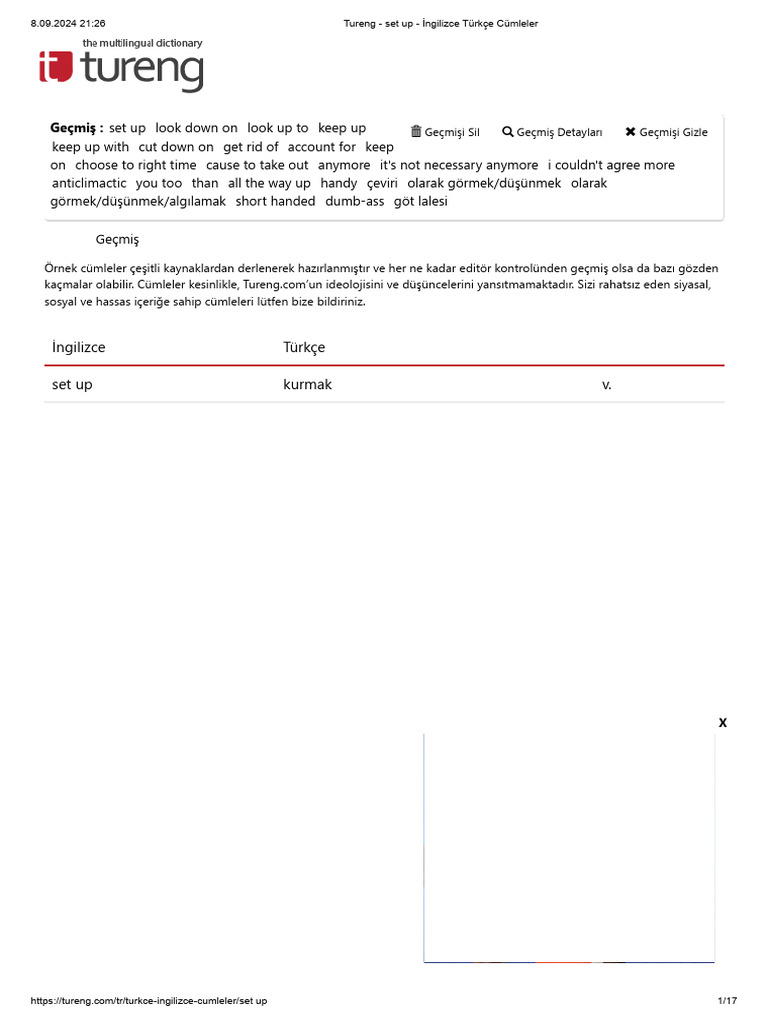 Tureng - Set Up - İngilizce Türkçe Cümleler | PDF