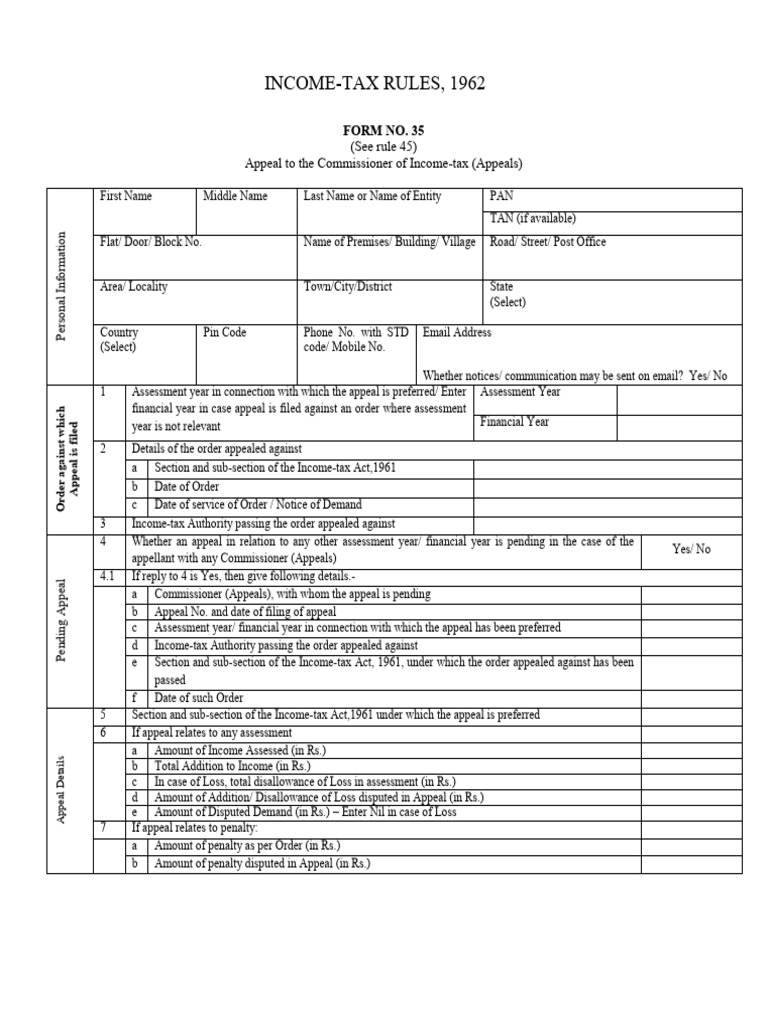Income tax rules 1962 see rule 45 appeal to the commissioner of