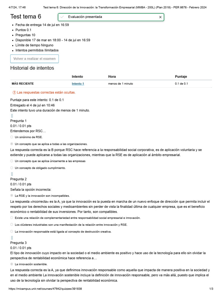 Test Tema 6_ Dirección de La Innovación_ La Transformación Empresarial ...