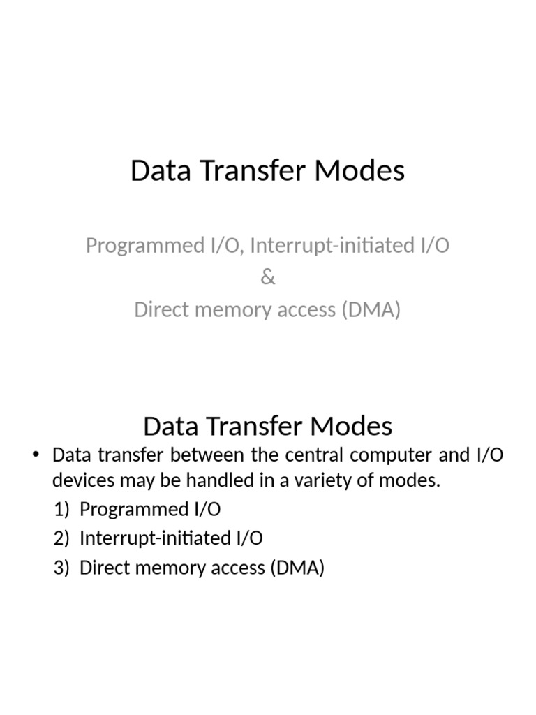 Data Transfer Modes in Computer Architecture | PDF | Input/Output ...