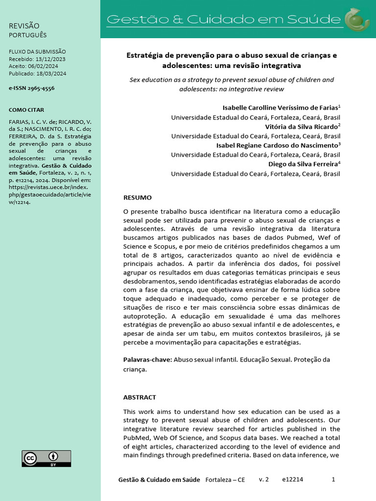 Educação Sexual na Prevenção de Abuso Infantil | PDF | Violência ...