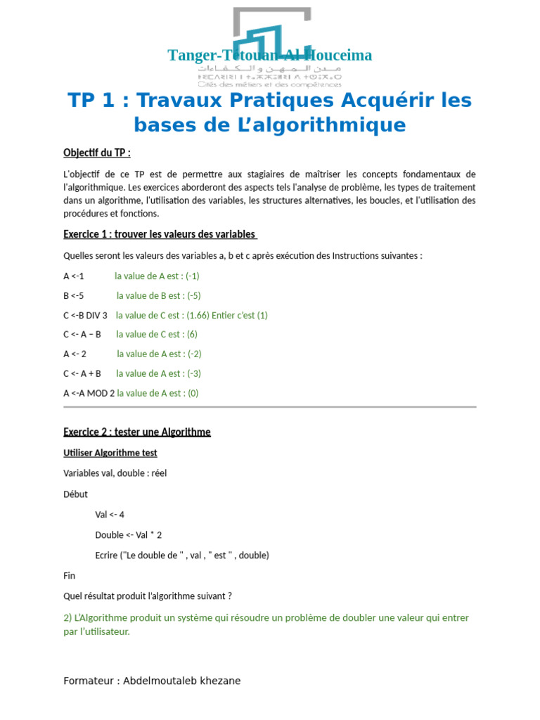 Bases de l'algorithmique en TP | PDF | Informatique | Mathématiques