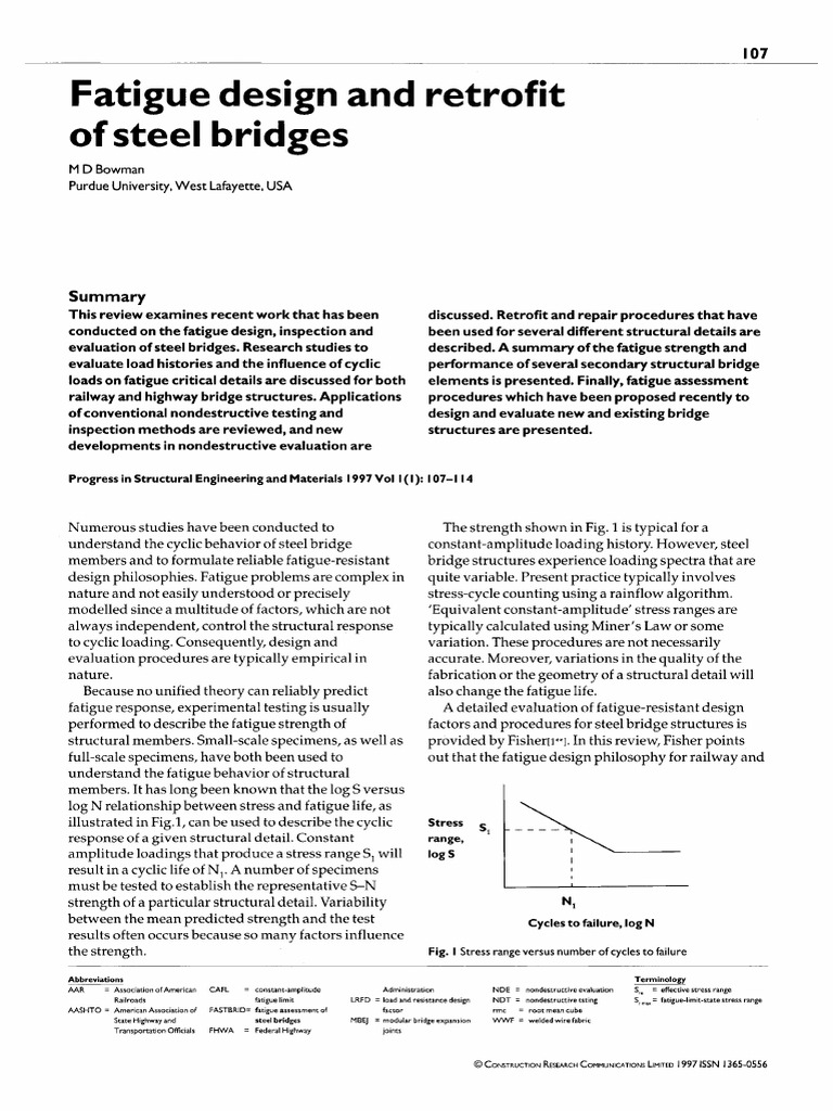 Fatigue Design of Steel Bridges Review | PDF | Fatigue (Material ...