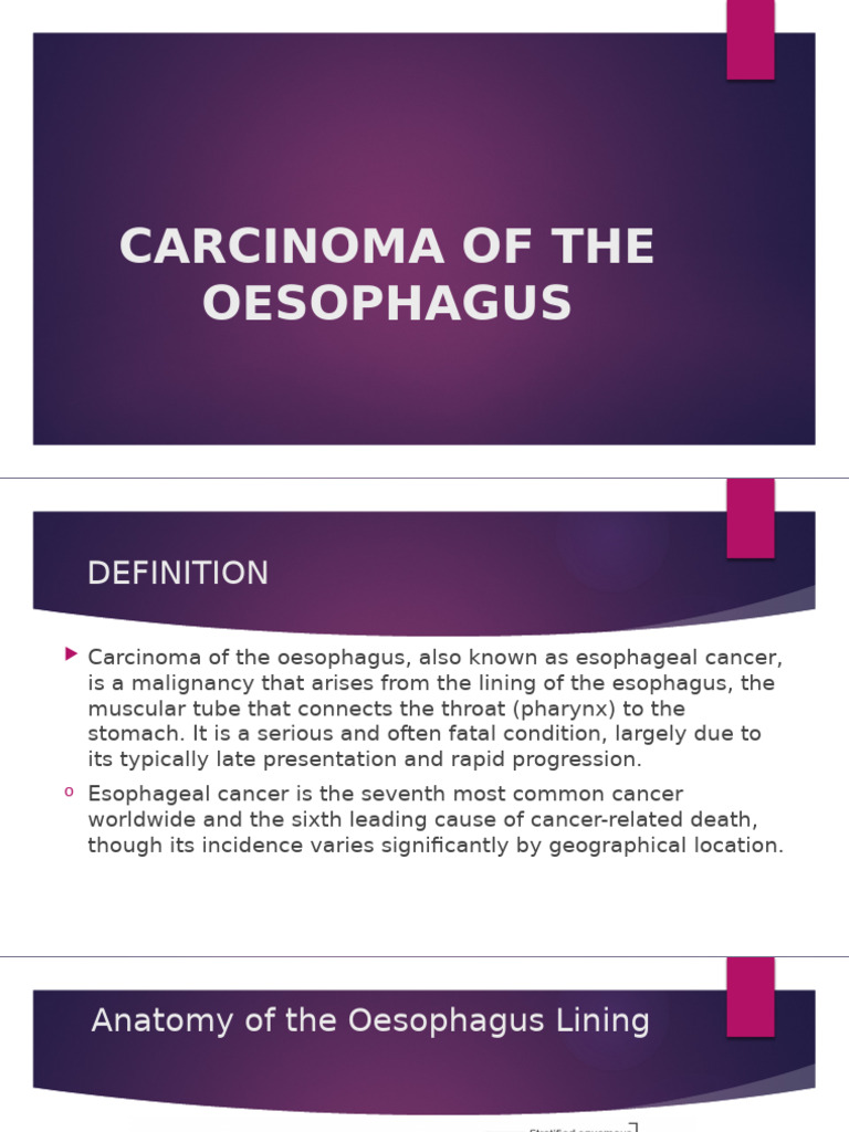 Carcinoma of The Oesophagus | PDF | Esophageal Cancer | Esophagus