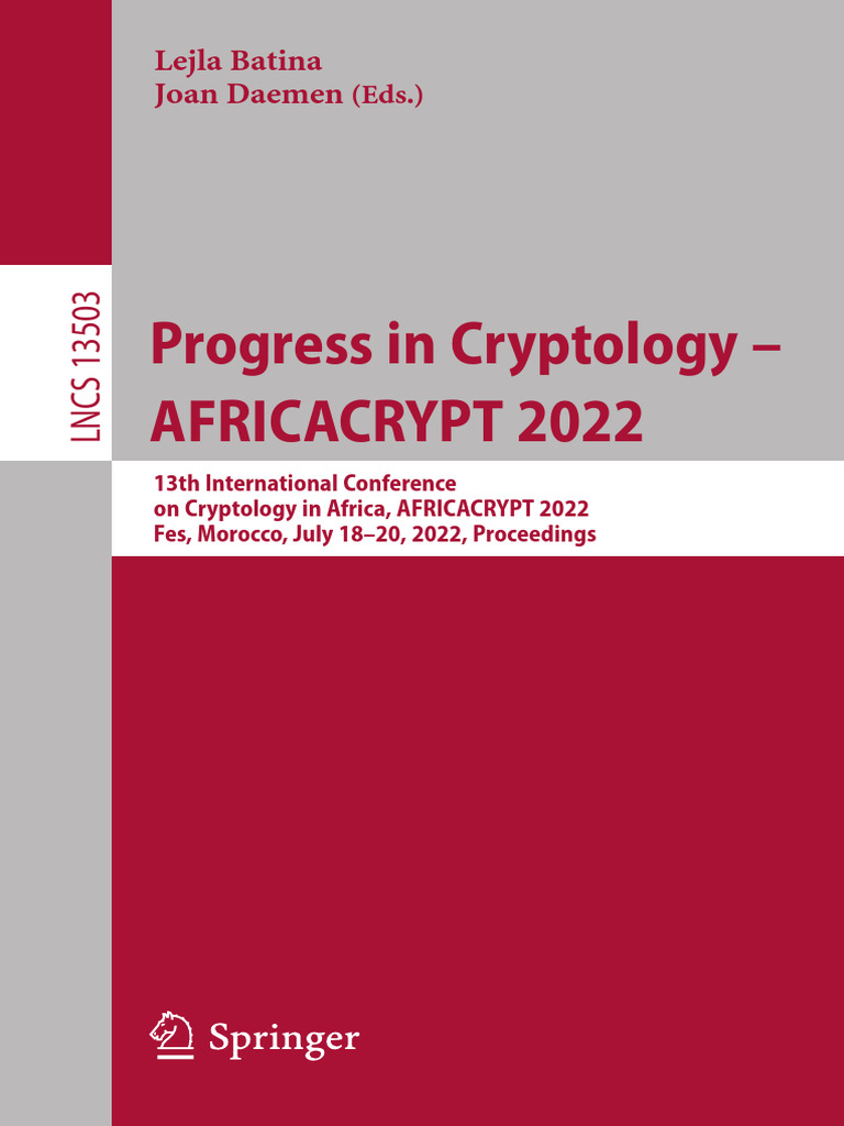 Africacrypt 2022 Conference Proceedings | PDF | Matrix