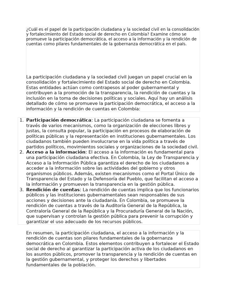 Participación ciudadana en Colombia: Clave para la democracia | PDF ...
