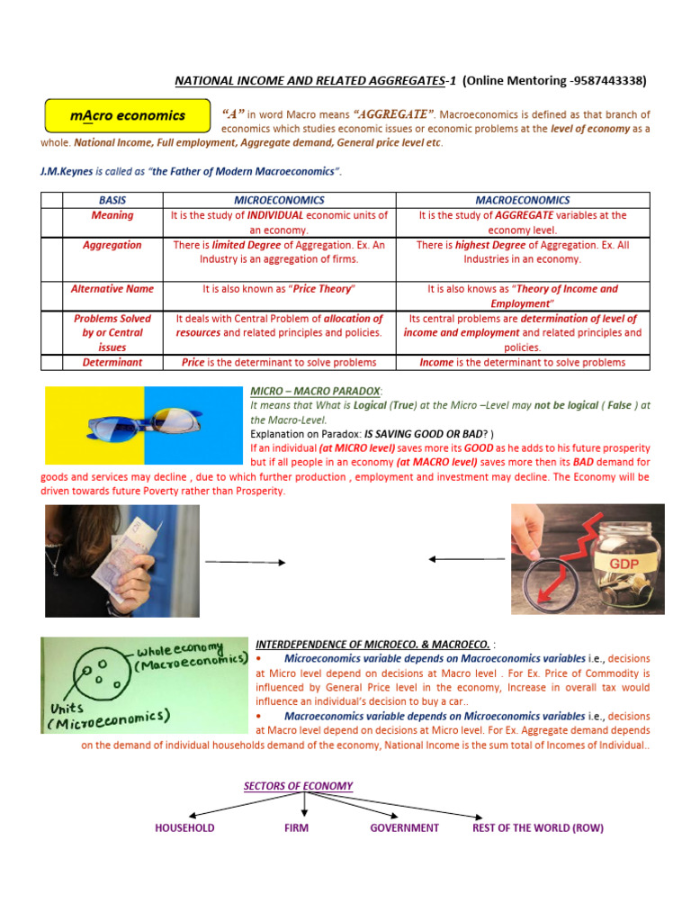 National Income and Related Aggregates 1 | PDF | Macroeconomics |  Microeconomics
