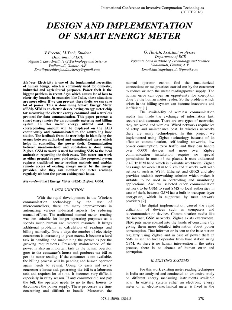 Smart Energy Meter Design and Implementation | PDF | Computer Network ...