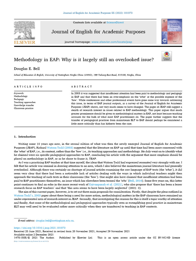 Methodology in EAP - What Is It An Overlooked Issue | PDF | Pedagogy ...