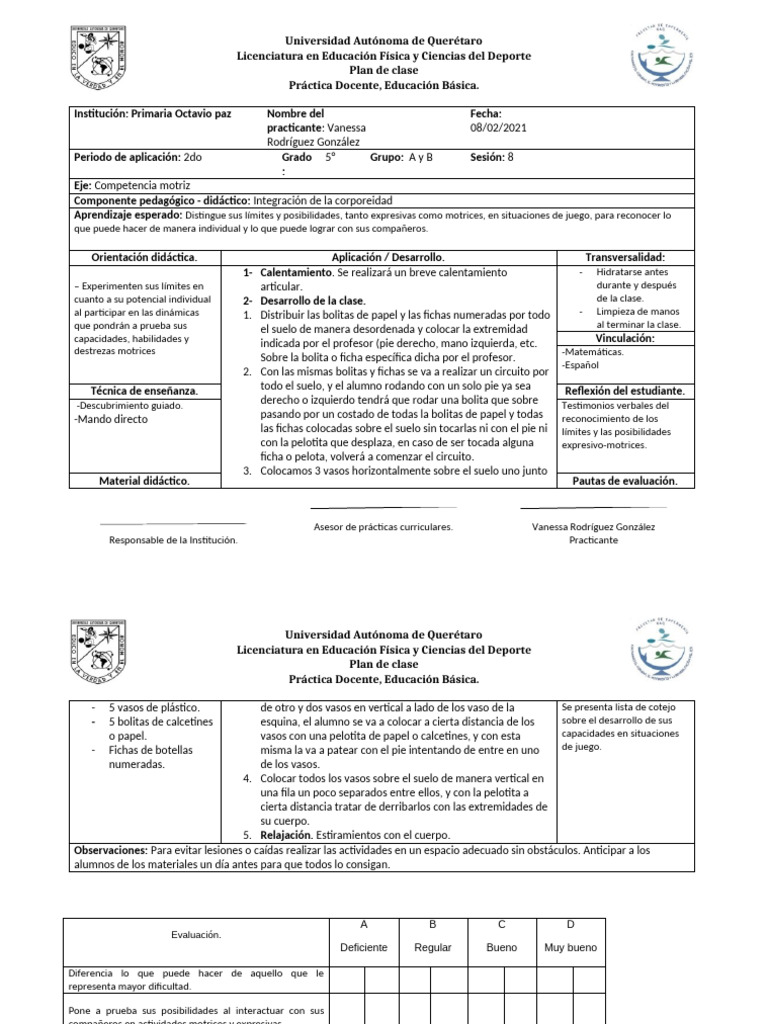 Plan de Clase 1 | PDF | Maestros | Evaluación