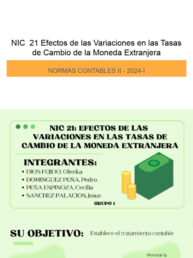 NIC 21 Efectos de Las Variaciones en Las Tasas de Cambio de La Moneda ...