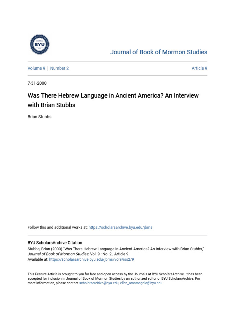 Was There Hebrew Language in Ancient America_ An Interview with B PDF