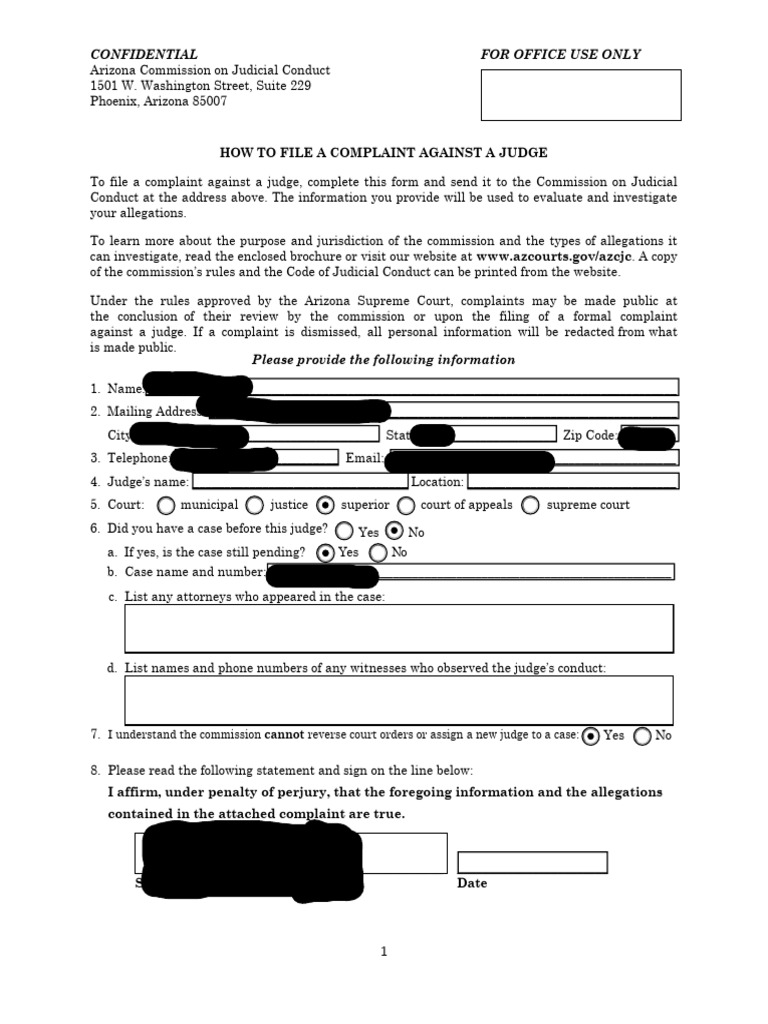 Complaint Against Judge Ronda Fisk | PDF | Complaint | Judge