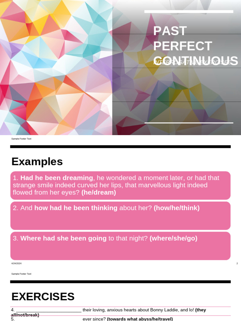 PAST PERFECT CONTINUOUS Interrogative Exercise - PPTX 20240425 121733 ...