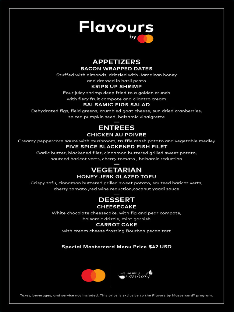 Special Mastercard Menu for $42 | PDF