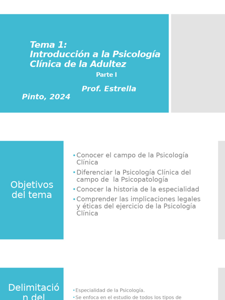 Tema 1 Parte I Introducción A La Psi Clínica (Autoguardado) | PDF ...