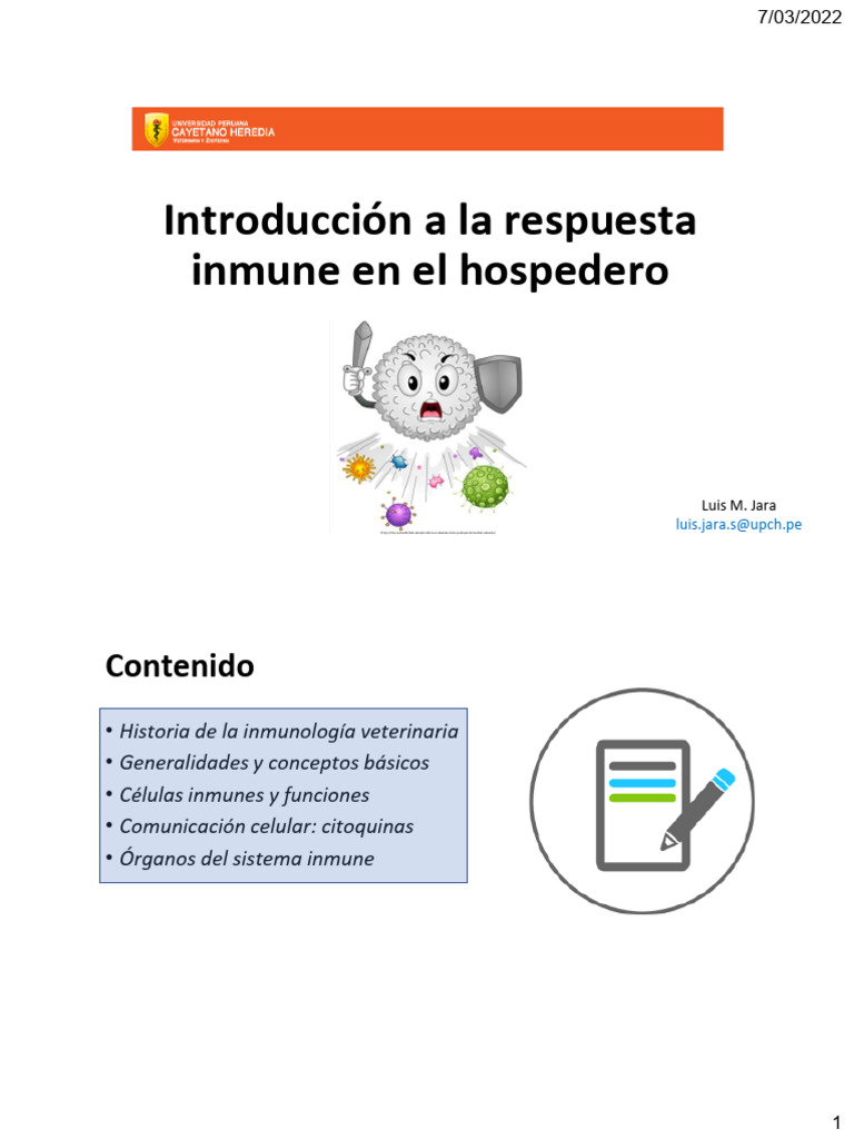 Introduccion A La Rpta Inmune Hospedero | PDF | Linfocitos | Sistema inmune