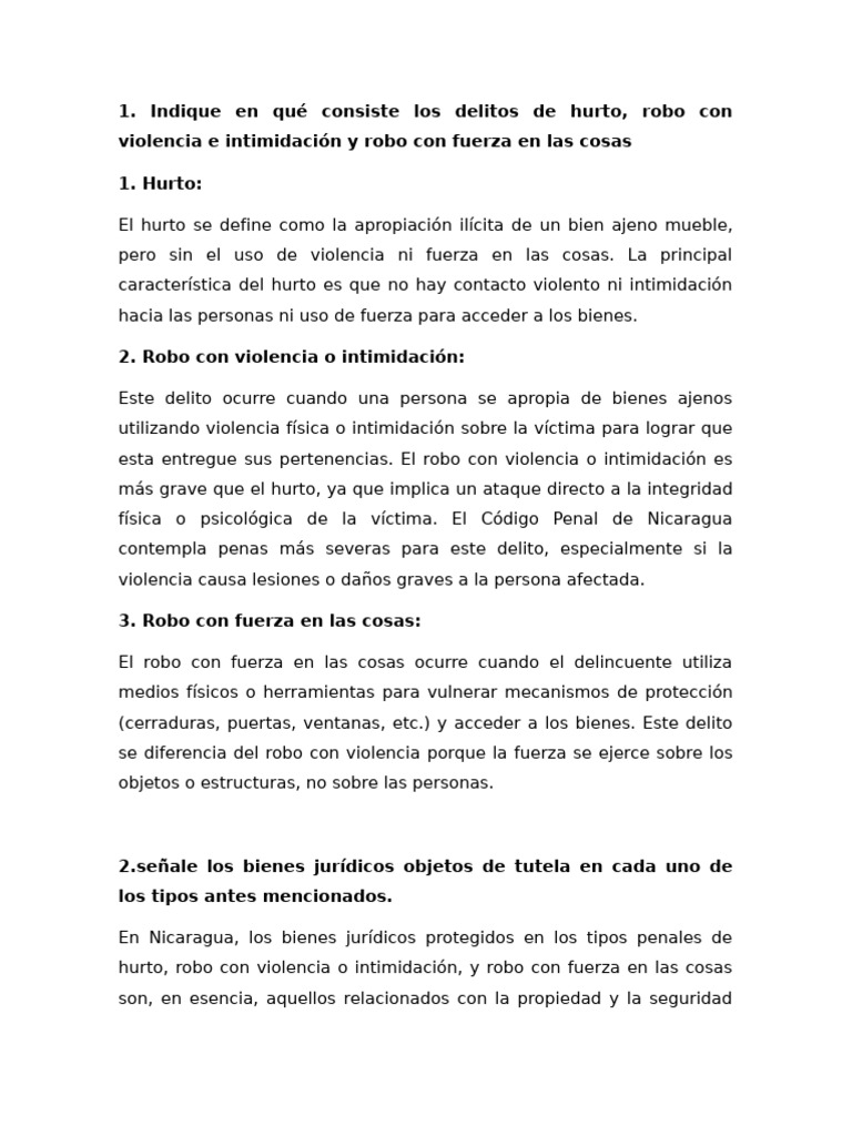 Delitos: Hurto, Robo y sus Tipos | PDF | Robo | Robo