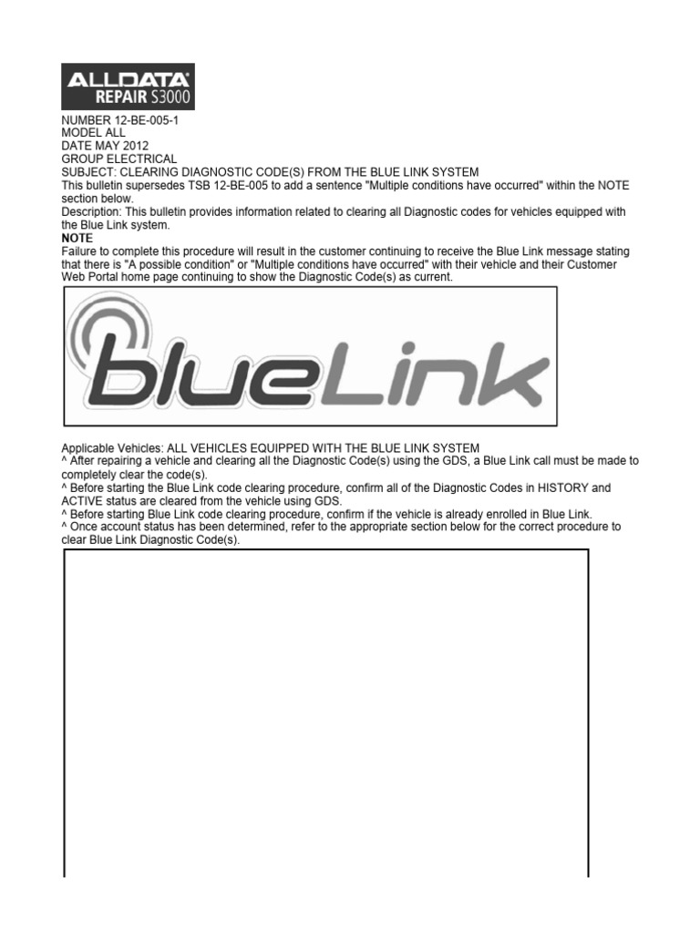 Clearing Diagnostic Codes From The Blue Link System TSB | PDF ...