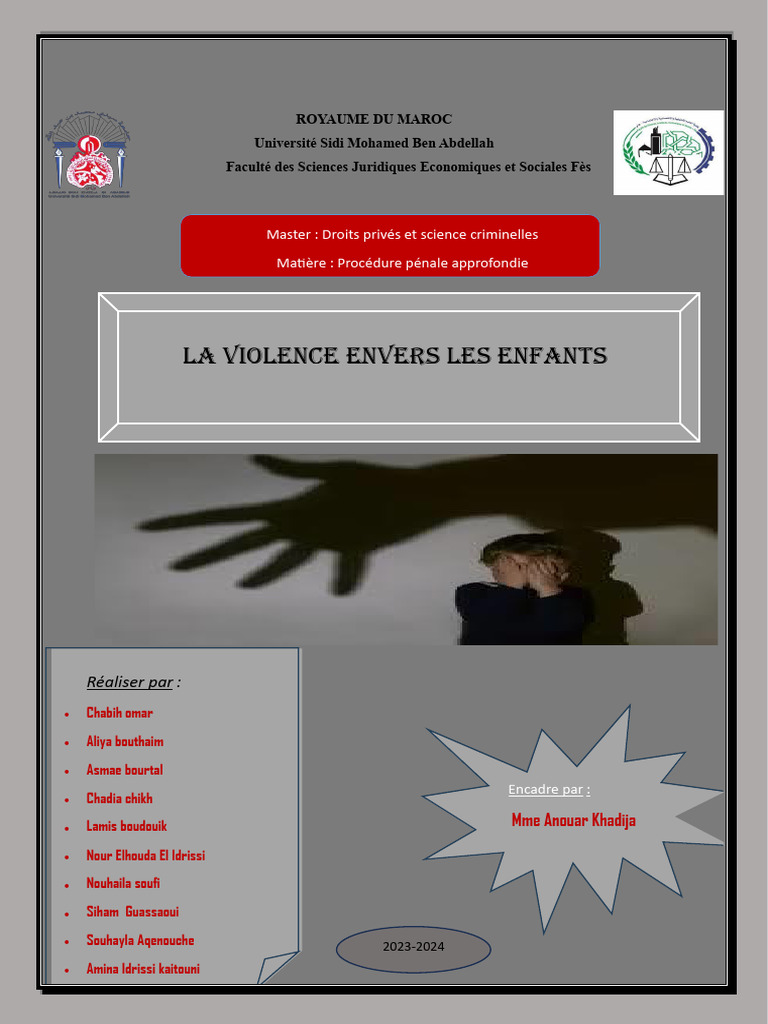 Violence envers les enfants : étude approfondie | PDF | Convention ...