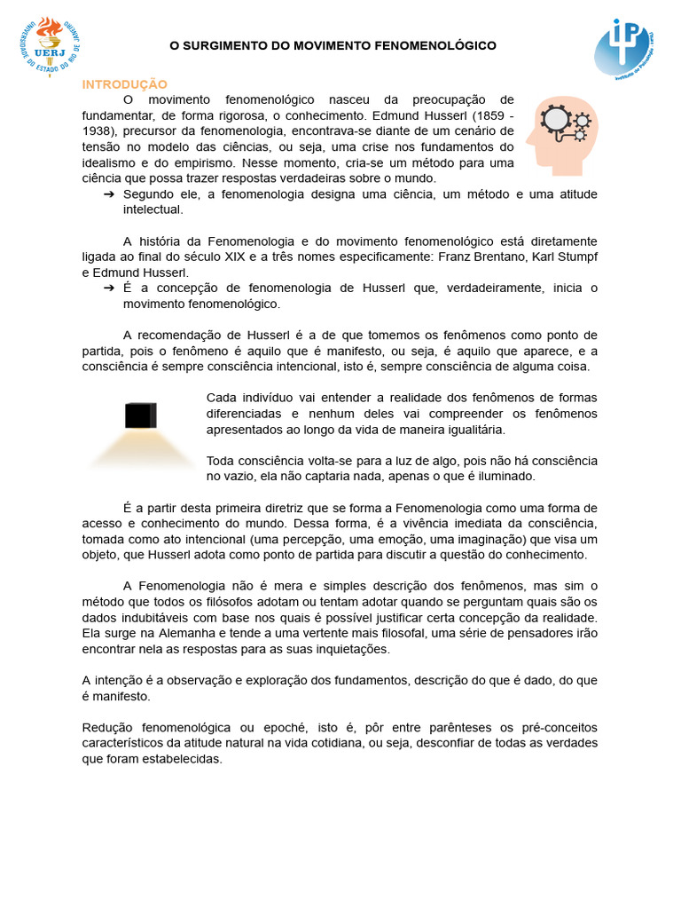 O Surgimento Do Movimento | PDF | Fenomenologia (Filosofia)