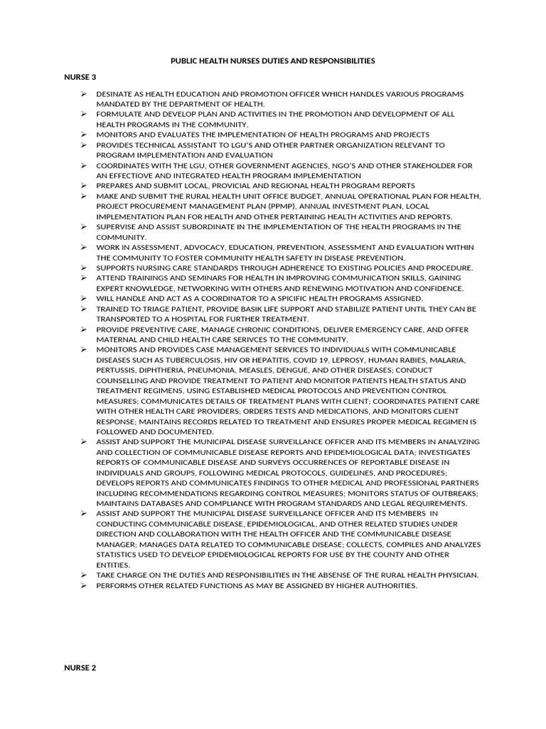 Public Health Nurse Roles and Duties | PDF | Childbirth | Postpartum Period