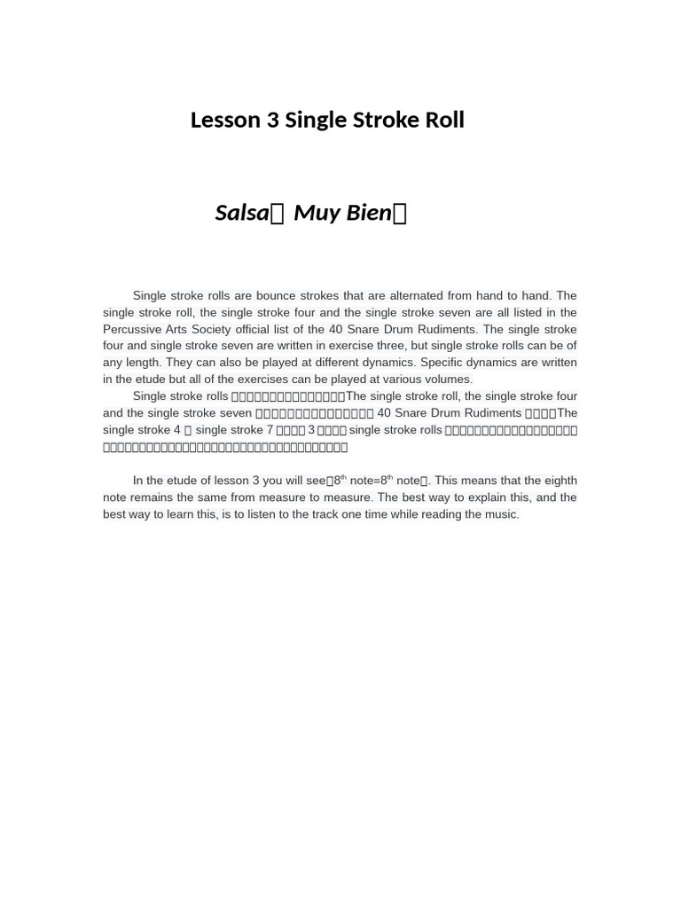 Single Stroke Roll Basics and Exercises | PDF