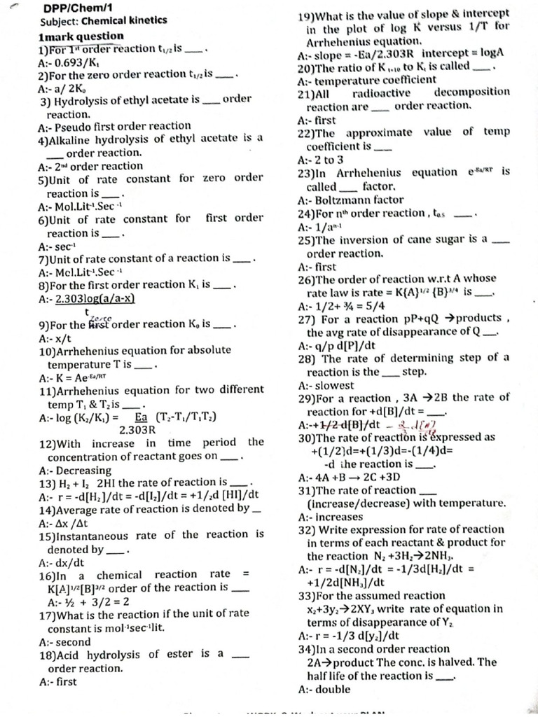 Chemical Kinetics | PDF