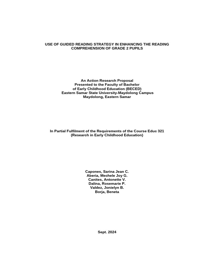 Use Of Guided Reading Strategy In Enhancing The Reading Comprehension