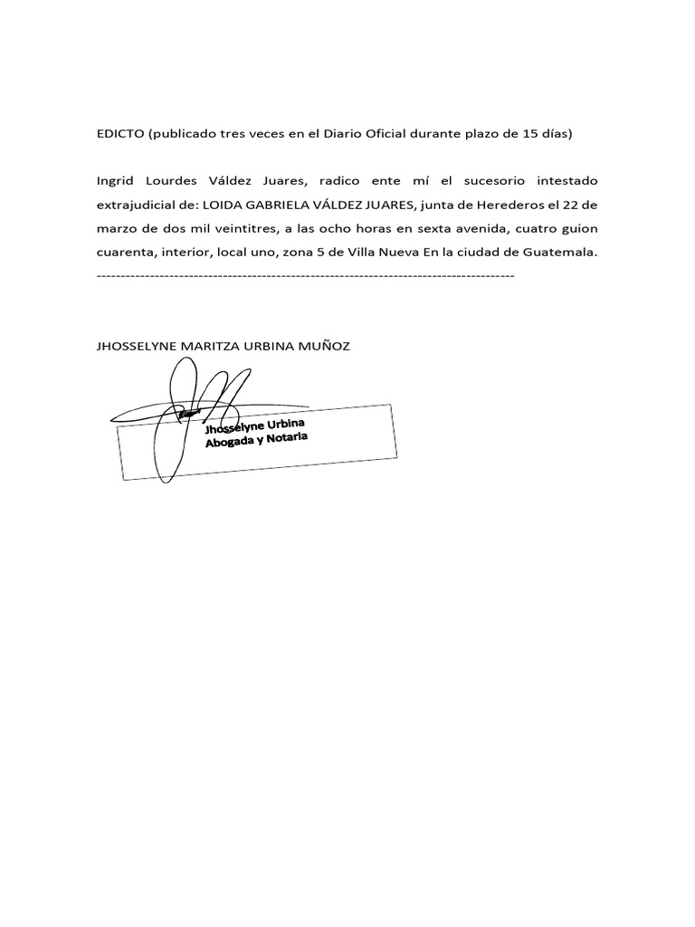 Edicto Sucesorio Intestado en Guatemala | PDF | Historia