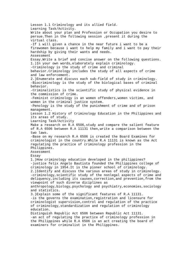 Lesson 1 1 Crim 1 Pdf Criminology Crime Violence