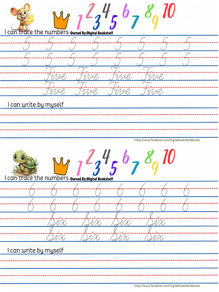 Number 1-10 Tracing Pads Cursive | PDF