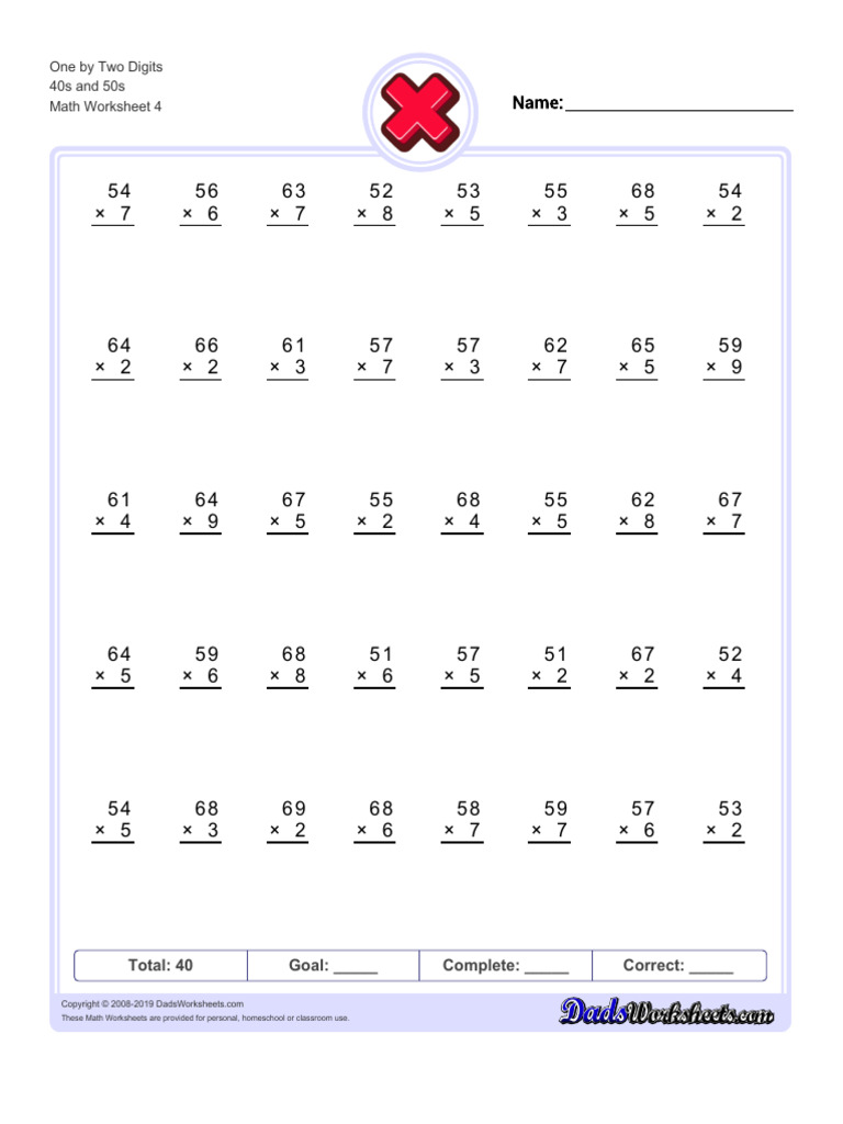 Easy Multiple Digits 40s 50s v4 | PDF