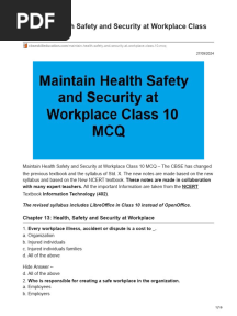 Maintain Health Safety and Security at Workplace MCQ