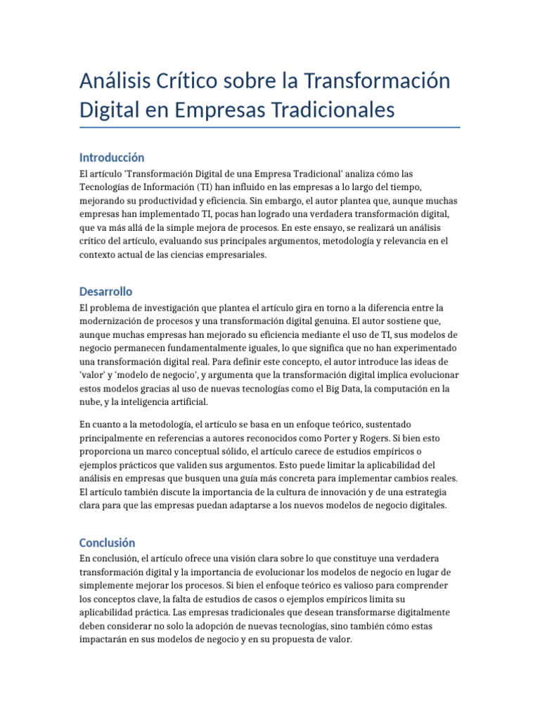 Transformación Digital en Empresas | PDF | Tecnologías de la ...