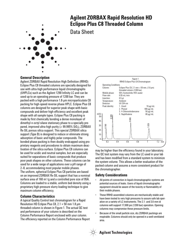 Agilent ZORBAX Eclipse Plus C8 Overview | PDF | High Performance Liquid ...