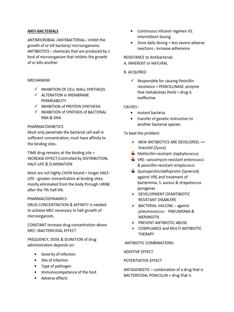 Intro Antibiotics Hand Outs | PDF | Penicillin | Bacteria